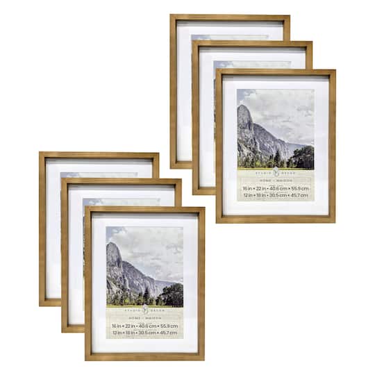 6 Pack: Home Natural Walnut Stain Wood Frame with Mat by Studio Décor